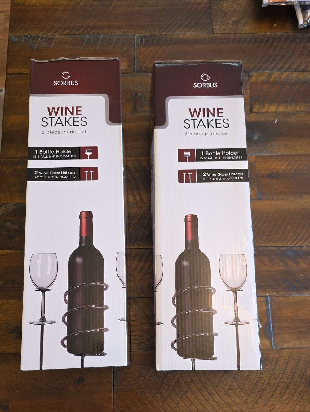 Sorbus Wine Stakes 3-Piece Picnic Set - Black